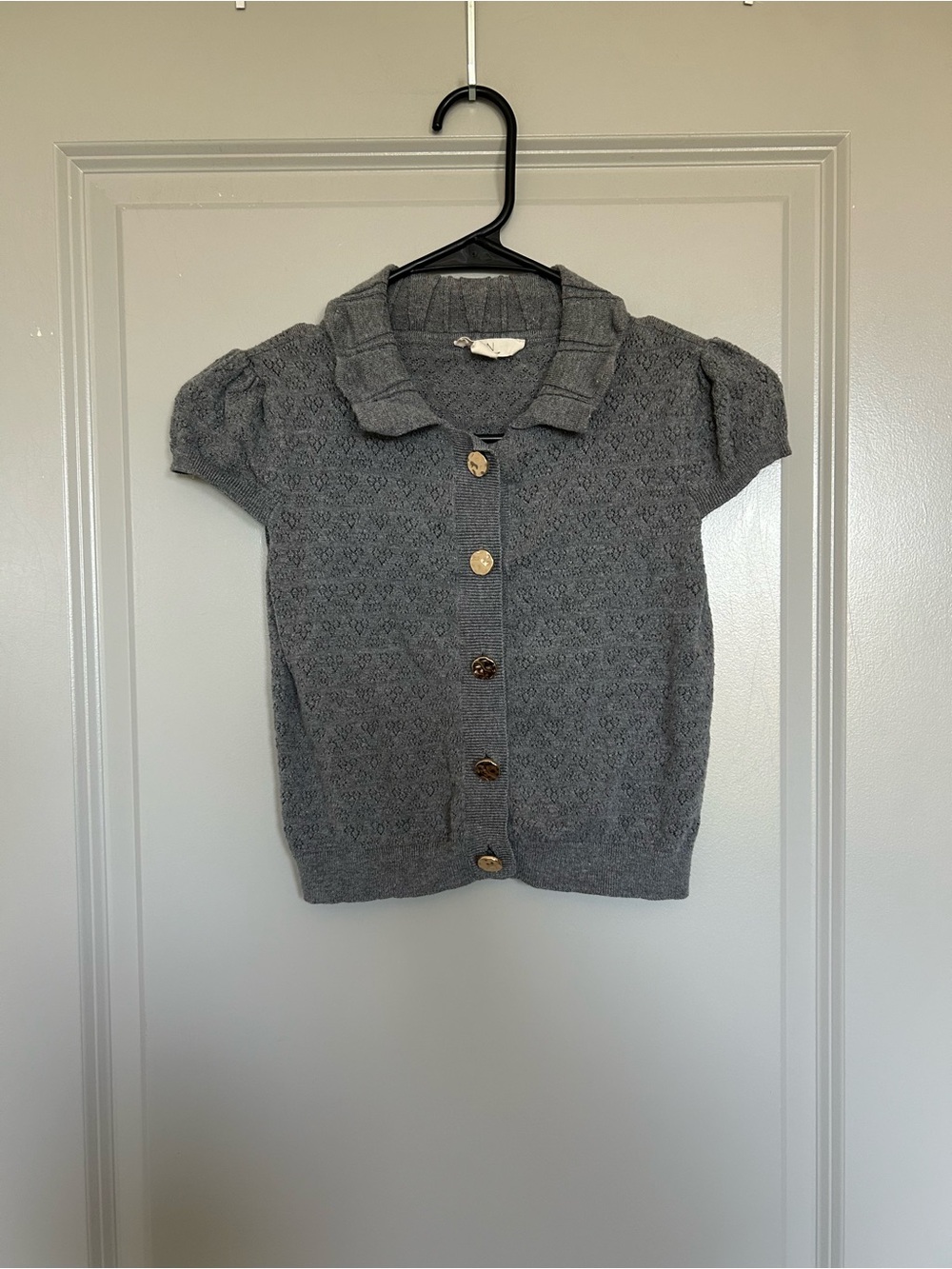 I.N. San Francisco Gray Knit Short-Sleeve Cardigan